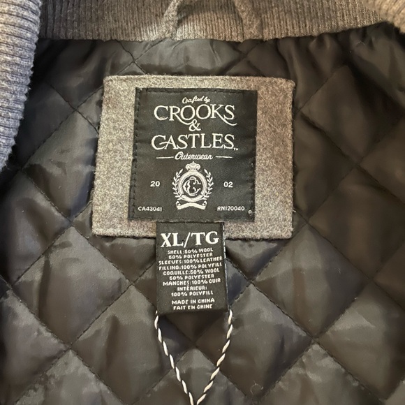 Rare Crooks and Castles Jacket 100% Leather Sleeves - Picture 5 of 7